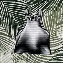 URBAN OUTFITTERS | Truly Madly Deeply High-Neck Striped Tank Top in Navy