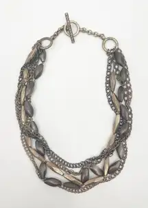 KENNETH COLE REACTION Necklace Mixed Chain Bead Gold & Silver Toggle Jewelry