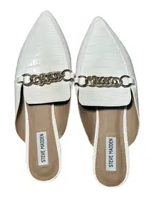 Forever 21 White Croc-Embossed Mules
