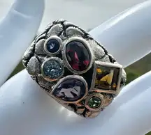 Chi by Falchi “Croco” Multigem Sterling Silver Statement Ring