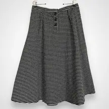 Vintage Skirt A-Line‎ Women Black White Pattern Buttons Mod Non-Stretch