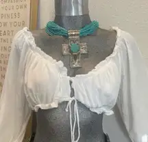 Sexy White Women Crop Top Size L