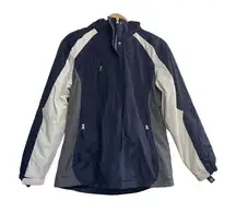 DUNBROOKE Asurion Women’s Logo Hooded‎ Jacket Size Small Blue & White