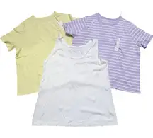 AVA & VIV Womens 2X Tops Bundle 3 Pack Tank Tee Yellow Purple White Ribbed NEW