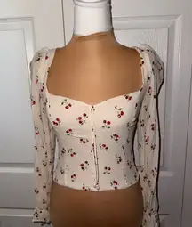 Reformation Size 6 The Chase Cherry Long Sleeve Top NWOT