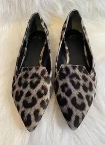 Mark Fisher leopard print cow fur flats shoes size 10 M women's