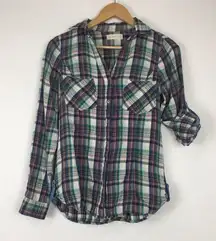 Altar’d State Plaid Button Down Shirt Size XSmall