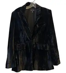 Steve Madden Black Velvet Blazer Jacket Size Small Single Button Crushed Texture