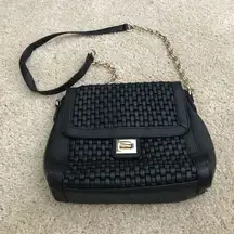 Cute woven style black purse with gold strap