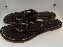Bernardo O-Ring Thong Sandals w Rhinestones Brown Leather Women’s 9