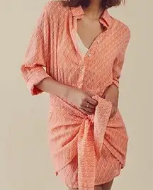 Free People Rillo Beach Summer Shirt Dress Button Front Size Small Orange NWOT