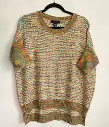 Kaktus Ladies Multicolor Stretchy 3/4‎ Sleeve Retro 80s-90s Look Sweater L/XL