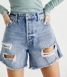 Free People We The Free Womens‎ Tomboy Baggy Distressed Denim Shorts Size 29