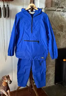 Vintage LL Bean Blue Anorak Windbreaker Jacket and Matching Track Pants