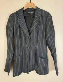 Vintage 90’s Betsey Johnson Black Linen Striped Blazer Jacket size Small