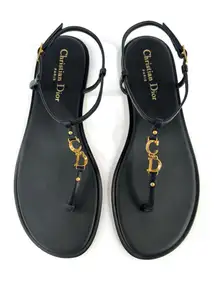Dior  C'est Dior Thong Sandals Christian Dior Logo CD Leather Flats Size EU 38