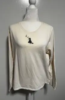 Vintage Disney Store Eeyore Long Sleeve Top Dog Butterfly Embroidered Cream‎ L