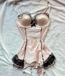 Victoria’s secret baby pink ruffle bow coquette lingerie corset bustier top