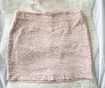 Blush Pink Leopard Print Denim Skirt