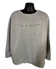 Shein‎ Womens 4XL Gray I'm a Delight Graphic Pullover Long Sleeve Sweatshirt