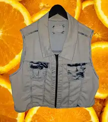 Short Sexy Series Stone Washed Faux Denim Vest Size‎ 2XL