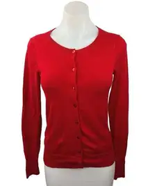 Express Red Knit Round Neck Long Sleeve Button Down Cardigan Sweater Top Size M