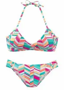 Venus Lascana Missoni Multicolor Bikini 12 Bottoms D Cup Wrap Top