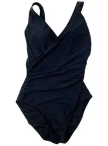 L.L. Bean Solid Black One Piece Swim Suit