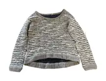 Free People Textured Striped Knit Sweater Light Grey Cream Boho Casual Size M