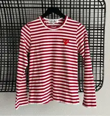 Comme des Garçons Comme des garçon heart red white stripe long sleeve tee