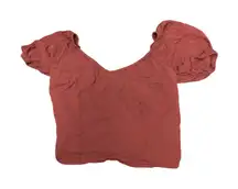 Abercrombie & Fitch Smocked Crop Top Puff Sleeve Blouse Womens Size M