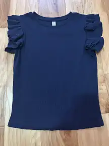 Blue Ruffle Sleeved Shirt