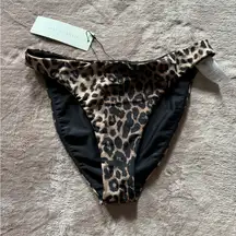 Veronica Beard Marau High Leg‎ Brown Leopard Bikini Bottoms Size M