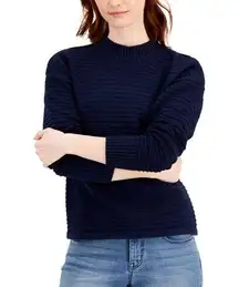 Cotton Dolman Pullover  Cotton Mock Neck Sweater Blue Large  Sku 2039