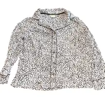 Soma Periwinkle Blue & Black Spotted Long Sleeve Button Up Pajama Top Size XL