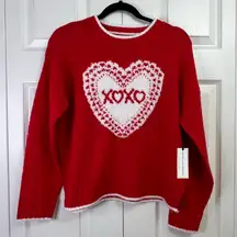 Cupcakes & Cashmere Red and White Heart Sweater Valentine's Day