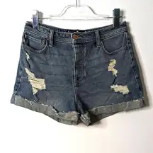 Hollister  Jean Shorts Ultra High Rise Mom Shorts Button Fly Distressed Size 9