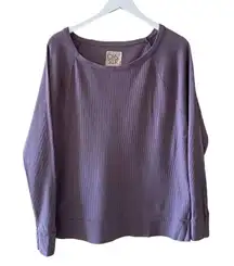 NWT Chaser Purple Knitwear Soft Long Sleeves Loungewear Cotton Womens Top SZ M