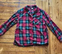 Croft & Barrow Button Down Flannel Pajama Top Red Size Medium