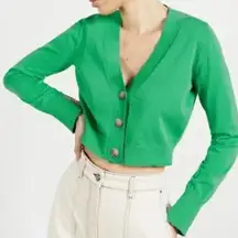 Ted Baker Appill Cropped Cardigan Button Up Women’s US Small 6 Ted Size 2 Green