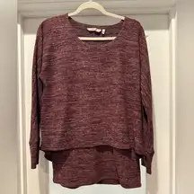 Soft Surroundings Burgundy Size S Layered Knit Long sleeve Shirt Cozy Warm Cute