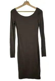 LAMade Brown Long Sleeve Bodycon Midi Dress XS