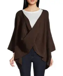 World, market, recycled, yarn, twisted front poncho sweater O/S