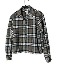 Vintage Christopher & Banks‎ Plaid Knit Button Down Shacket Size XL