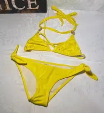 Yellow swim suit flower metal studs Medium
