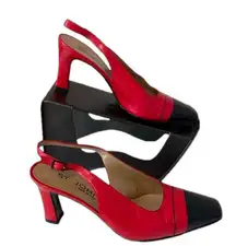 St. John vintage black/red slingback pumps sz 8