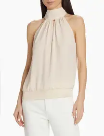 NWT $295 Ramy Brook Sunny Halterneck Sleeveless Blouse Medium Black in cream