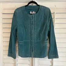 Bradley Teal‎ Leather Lace Detail Jacket Size Medium