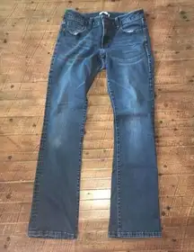 CAbi distressed size 6 boot cut jeans