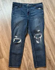 American Eagle  Dark Wash Ripped Hi-Rise Jegging Jeans Plus Size 18R